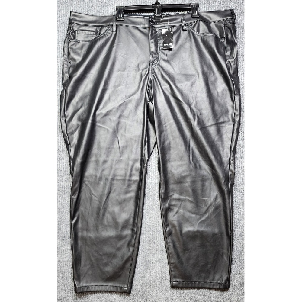 Torrid Black Faux Leather Pants Womens 26R High Rise Tapered Leg NWT